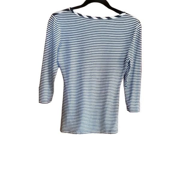 Jennifer Lopez Bk/Wh Stripe Knit Top w/ 3/4 Sleeves size XS - Picture 3 of 9